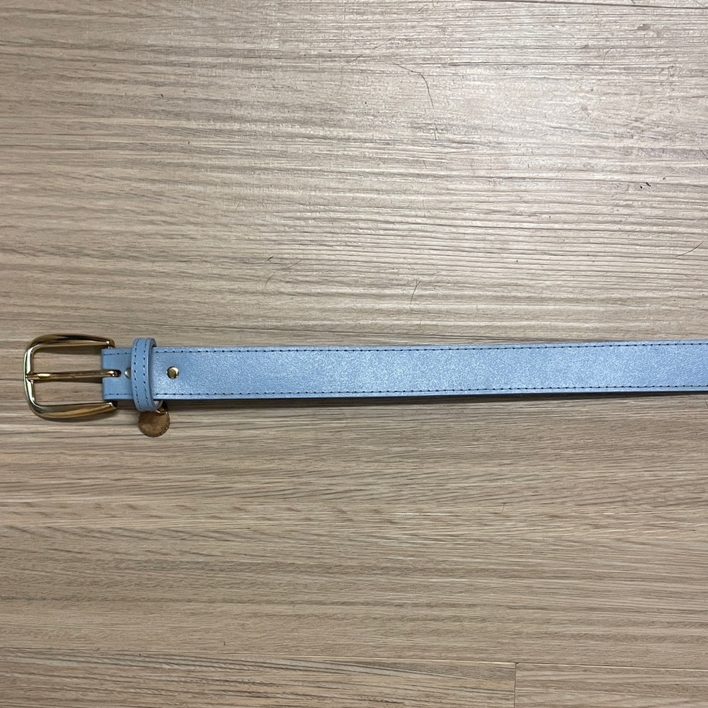 Carolina Light Blue Belt with Gold Buckle and floral charm